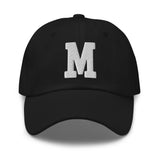 M Alphabet Varsity Letter Embroidered Dad Hat | White Thread - CRE PYT