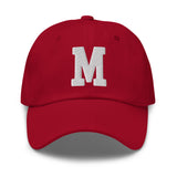 M Alphabet Varsity Letter Embroidered Dad Hat | White Thread - CRE PYT