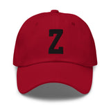 Z Alphabet Varsity Letter Embroidered Dad Hat | Black Thread - CRE PYT