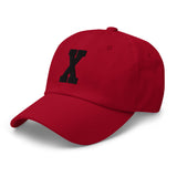 X Alphabet Varsity Letter Embroidered Dad Hat | Black Thread - CRE PYT
