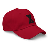 X Alphabet Varsity Letter Embroidered Dad Hat | Black Thread - CRE PYT