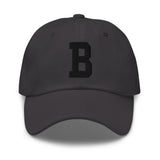 B Alphabet Varsity Letter Embroidered Dad Hat | Black Thread
