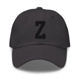 Z Alphabet Varsity Letter Embroidered Dad Hat | Black Thread - CRE PYT