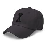 X Alphabet Varsity Letter Embroidered Dad Hat | Black Thread - CRE PYT