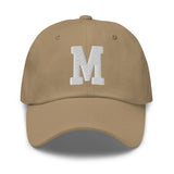 M Alphabet Varsity Letter Embroidered Dad Hat | White Thread - CRE PYT
