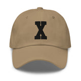 X Alphabet Varsity Letter Embroidered Dad Hat | Black Thread - CRE PYT