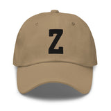 Z Alphabet Varsity Letter Embroidered Dad Hat | Black Thread - CRE PYT