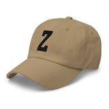 Z Alphabet Varsity Letter Embroidered Dad Hat | Black Thread - CRE PYT