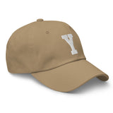 Y Alphabet Varsity Letter Embroidered Dad Hat | White Thread