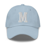 M Alphabet Varsity Letter Embroidered Dad Hat | White Thread - CRE PYT