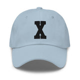 X Alphabet Varsity Letter Embroidered Dad Hat | Black Thread - CRE PYT