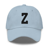 Z Alphabet Varsity Letter Embroidered Dad Hat | Black Thread - CRE PYT