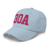 30A Rosemary Beach Florida Embroidered Dad Hat College Varsity Letter | Flamingo Pink Thread - CRE PYT