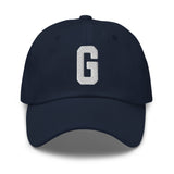 G Alphabet Varsity Letter Embroidered Dad Hat | White Thread - CRE PYT