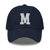 M Alphabet Varsity Letter Embroidered Dad Hat | White Thread - CRE PYT