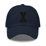 X Alphabet Varsity Letter Embroidered Dad Hat | Black Thread - CRE PYT