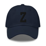 Z Alphabet Varsity Letter Embroidered Dad Hat | Black Thread - CRE PYT