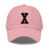 X Alphabet Varsity Letter Embroidered Dad Hat | Black Thread - CRE PYT