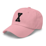 X Alphabet Varsity Letter Embroidered Dad Hat | Black Thread - CRE PYT
