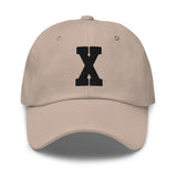 X Alphabet Varsity Letter Embroidered Dad Hat | Black Thread - CRE PYT