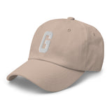 G Alphabet Varsity Letter Embroidered Dad Hat | White Thread - CRE PYT