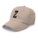 Z Alphabet Varsity Letter Embroidered Dad Hat | Black Thread - CRE PYT