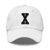 X Alphabet Varsity Letter Embroidered Dad Hat | Black Thread - CRE PYT