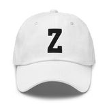 Z Alphabet Varsity Letter Embroidered Dad Hat | Black Thread - CRE PYT