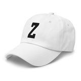 Z Alphabet Varsity Letter Embroidered Dad Hat | Black Thread - CRE PYT